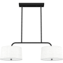 Hunter Cottage Hill 4 Light 37" Wide Linear Chandelier with Fabric and Cased White Glass Shades Natural Iron