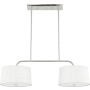 Hunter Cottage Hill 4 Light 37" Wide Linear Chandelier with Fabric and Cased White Glass Shades Brushed Nickel