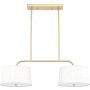 Hunter Cottage Hill 4 Light 37" Wide Linear Chandelier with Fabric and Cased White Glass Shades Alturas Gold