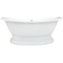 Hydrosystems Mitra 72" Free Standing Hydroluxe SS Air Tub with Center Drain, Drain Assembly, and Overflow Polished White