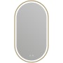 ICO Bath Kiara 20" W x 36" H Modern Oval Aluminum Framed Bathroom Wall Mirror with LED Lighting PVD Brushed Gold