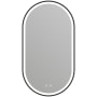 ICO Bath Kiara 20" W x 36" H Modern Oval Aluminum Framed Bathroom Wall Mirror with LED Lighting Matte Black