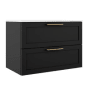 ICO Bath Rhythm 32" Wide Vanity Set with Cabinet, Stone Composite Vanity Cabinet Top, Frameless Mirror, Modern Legs, and Handle Pull - Less Sink Matte Black