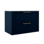 ICO Bath Rhythm 32" Wide Vanity Set with Cabinet, Stone Composite Vanity Cabinet Top, Frameless Mirror, Modern Legs, and Handle Pull - Less Sink Navy Blue