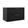 ICO Bath Rhythm 36" Wide Single Basin Vanity Set with Cabinet, Stone Composite Vanity Sink Top, Frameless Mirror, Modern Legs, and Handle Pull Matte Black