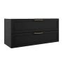 ICO Bath Rhythm 48" Wide Vanity Set with Cabinet, Stone Composite Vanity Cabinet Top, and Frameless Mirror - Less Sink Matte Black