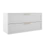ICO Bath Rhythm 48" Wide Vanity Set with Cabinet, Stone Composite Vanity Cabinet Top, and Frameless Mirror - Less Sink Matte White