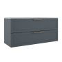 ICO Bath Rhythm 48" Wide Vanity Set with Cabinet, Stone Composite Vanity Cabinet Top, and Frameless Mirror - Less Sink Steel Blue