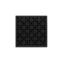 Infinity Drain 5" x 5" KD 5 Center Drain Kit with Link Pattern Decorative Plate, PVC Bonded Flange Drain Body, 2", 3" and 4" Outlet Matte Black