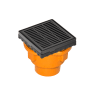 Infinity Drain 4" x 4" LND 4 Slotted Pattern Center Drain Kit, Cast Iron Drain Body for Hot Mop and 2" No Hub Outlet Matte Black