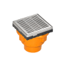 Infinity Drain 4" x 4" LND 4 Slotted Pattern Center Drain Kit, Cast Iron Drain Body for Hot Mop and 2" No Hub Outlet Polished Stainless