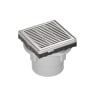 Infinity Drain 4" x 4" LND 4 Slotted Pattern Center Drain Kit, PVC Drain Body and 2" Outlet Polished Stainless