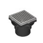 Infinity Drain 4" x 4" LQD 4 Squares Pattern Center Drain Kit, ABS Drain Body and 2" Outlet Polished Stainless