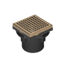 Infinity Drain 4" x 4" LQD 4 Squares Pattern Center Drain Kit, ABS Drain Body and 2" Outlet Satin Bronze