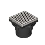 Infinity Drain 4" x 4" LQD 4 Squares Pattern Center Drain Kit, ABS Drain Body and 2" Outlet Satin Stainless