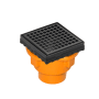 Infinity Drain 4" x 4" LQD 4 Squares Pattern Center Drain Kit, Cast Iron Drain Body for Hot Mop and 2" No Hub Outlet Matte Black