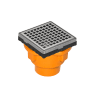 Infinity Drain 4" x 4" LQD 4 Squares Pattern Center Drain Kit, Cast Iron Drain Body for Hot Mop and 2" No Hub Outlet Polished Stainless