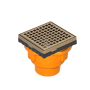 Infinity Drain 4" x 4" LQD 4 Squares Pattern Center Drain Kit, Cast Iron Drain Body for Hot Mop and 2" No Hub Outlet Satin Bronze
