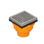 Infinity Drain 4" x 4" LQD 4 Squares Pattern Center Drain Kit, Cast Iron Drain Body for Hot Mop and 2" No Hub Outlet Satin Stainless
