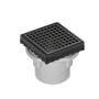 Infinity Drain 4" x 4" LQD 4 Squares Pattern Center Drain Kit, PVC Drain Body and 2" Outlet Matte Black