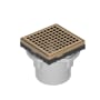 Infinity Drain 4" x 4" LQD 4 Squares Pattern Center Drain Kit, PVC Drain Body and 2" Outlet Satin Bronze