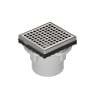 Infinity Drain 4" x 4" LQD 4 Squares Pattern Center Drain Kit, PVC Drain Body and 2" Outlet Satin Stainless