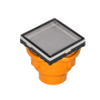 Infinity Drain 4" x 4" LTD 4 Center Drain Kit with Cast Iron Drain Body for Hot Mop, 2" No Hub Outlet Polished Stainless
