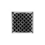 Infinity Drain 4" x 4" Center Drain Kit with Moor Pattern Decorative Plate and 2" Throat for MD 4 Polished Stainless