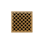Infinity Drain 4" x 4" MD 4 Center Drain Complete Kit with Moor Pattern Decorative Plate with Cast Iron Drain Body for Hot Mop, 2" Outlet Polished Brass