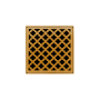 Infinity Drain 4" x 4" MD 4 Center Drain Complete Kit with Moor Pattern Decorative Plate with Cast Iron Drain Body for Hot Mop, 2" Outlet Polished Gold