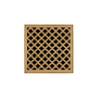 Infinity Drain 5" x 5" MD 5 Center Drain Complete Kit with Moor Pattern Decorative Plate with ABS Drain Body, 2" Outlet Polished Brass