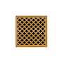 Infinity Drain 5" x 5" MD 5 Center Drain Complete Kit with Moor Pattern Decorative Plate with Cast Iron Drain Body, 2" Outlet Polished Gold