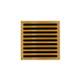 Infinity Drain 4" x 4" ND 4 Center Drain Complete Kit with Lines Pattern Decorative Plate with Cast Iron Drain Body for Hot Mop, 2" Outlet Polished Gold