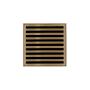 Infinity Drain 4" x 4" ND 4 Center Drain Complete Kit with Lines Pattern Decorative Plate with Cast Iron Drain Body for Hot Mop, 2" Outlet Satin Bronze