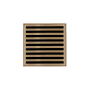 Infinity Drain 4" x 4" ND 4 Center Drain Complete Kit with Lines Pattern Decorative Plate with PVC Drain Body, 2" Outlet Satin Champagne
