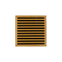 Infinity Drain 5" x 5" ND 5 Center Drain Complete Kit with Lines Pattern Decorative Plate with Cast Iron Drain Body for Hot Mop, 2" Outlet Polished Gold