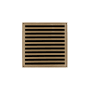 Infinity Drain 5" x 5" ND 5 Center Drain Complete Kit with Lines Pattern Decorative Plate with Cast Iron Drain Body for Hot Mop, 2" Outlet Satin Bronze