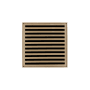 Infinity Drain 5" x 5" ND 5 Center Drain Complete Kit with Lines Pattern Decorative Plate with Cast Iron Drain Body for Hot Mop, 2" Outlet Satin Champagne