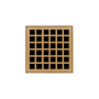 Infinity Drain 4" x 4" Center Drain with Squares Pattern Decorative Plate and 2" Throat for QD 4 Polished Brass