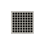 Infinity Drain 5" x 5" QD 5 Center Drain Complete Kit with Squares Pattern Decorative Plate with Cast Iron Drain Body, 2" Outlet Satin Stainless