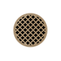 Infinity Drain 5" Round RMD 5 Center Drain Complete Kit with Moor Pattern Decorative Plate with Cast Iron Drain Body for Hot Mop, 2" Outlet Satin Champagne
