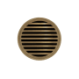Infinity Drain 5" Round RND 5 Center Drain Complete Kit with Lines Pattern Decorative Plate with Cast Iron Drain Body for Hot Mop, 2" Outlet Satin Bronze