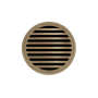 Infinity Drain 5" Round RND 5 Center Drain Complete Kit with Lines Pattern Decorative Plate with Cast Iron Drain Body for Hot Mop, 2" Outlet Satin Champagne