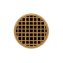 Infinity Drain 5" Round RQD 5 Center Drain Complete Kit with Squares Pattern Decorative Plate with PVC Drain Body, 2" Outlet Polished Brass