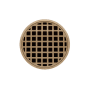 Infinity Drain 5" Round RQD 5 Center Drain Complete Kit with Squares Pattern Decorative Plate with PVC Drain Body, 2" Outlet Satin Champagne