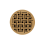 Infinity Drain 5" Round RVD 5 Center Drain Complete Kit with Weave Pattern Decorative Plate with Cast Iron Drain Body, 2" Outlet Polished Brass