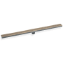 Infinity Drain 36" Site Sizable Low Profile Stainless Steel Linear Drain Kit with 2 1/2" Adhesion Style Grate – Includes PVC Channel, Stop Ends, and Outlet Assembly Satin Champagne