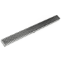 Infinity Drain 96" Site Sizable Stainless Steel Low Profile Linear Drain Kit with 2 1/2" Perforated Offset Slot Grate – Includes PVC Channel, Stop Ends, and Outlet Assembly Satin Stainless