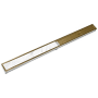 Infinity Drain 96" Site Sizable Stainless Steel Low Profile Linear Drain Kit with 2-1/2" Tile Insert Frame – Includes PVC Channel, Stop Ends, and Outlet Assembly Polished Brass