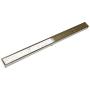 Infinity Drain 96" Site Sizable Stainless Steel Low Profile Linear Drain Kit with 2-1/2" Tile Insert Frame – Includes PVC Channel, Stop Ends, and Outlet Assembly Satin Bronze